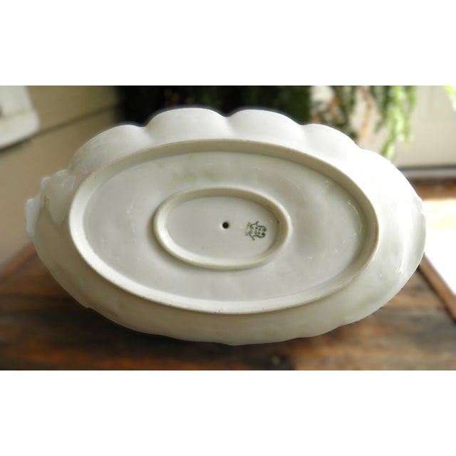 Limoges a Superb & Rare Rocaille-Style Seashell Sauceboat W/ Waves & Fish 1891-1890 For Sale - Image 10 of 10