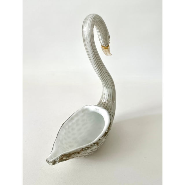 Glass Murano Glass Swan Dish With Bullicante Inclusions For Sale - Image 7 of 15
