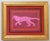 A tiger in shades pink, burgundy, raspberry red, orange. with a triple border. Abstract, Minimalism, Folk Art, Pop Art,...