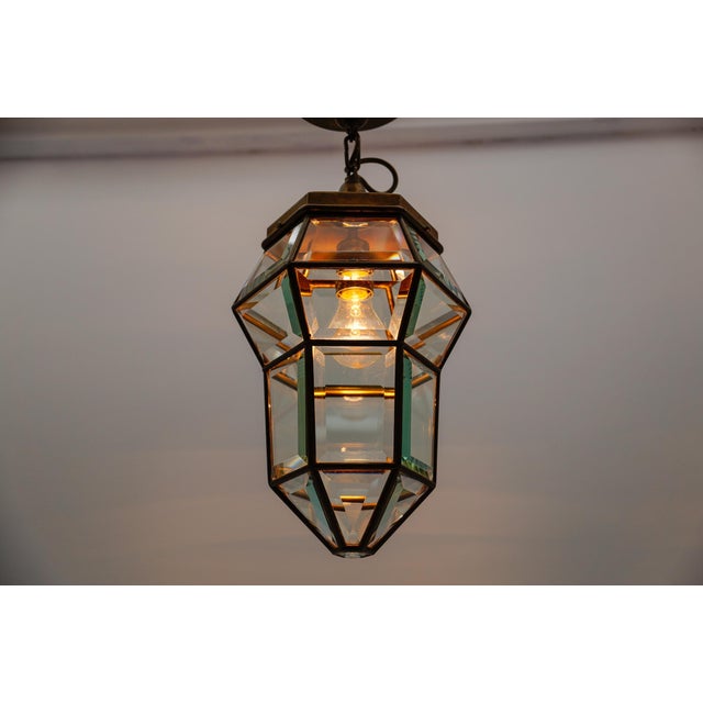 Cut Glass and Brass Pendant Light in the style of Adolf Loos, Austria, 1930s For Sale - Image 10 of 13