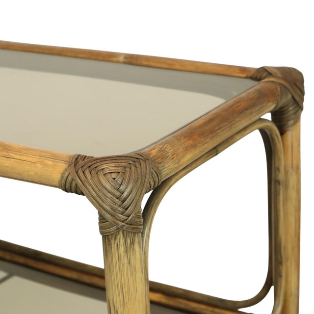 Vintage Boho Shelf Bookcase Bamboo and Smoked Glass, 1960s For Sale - Image 14 of 18