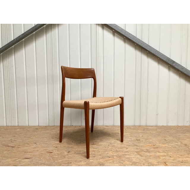 Danish Teak Model 77 Dining Papercord Chairs by Niels Otto (N. O.) Møller for J.L. Møllers, 1970s, Set of 6 For Sale - Image 12 of 18