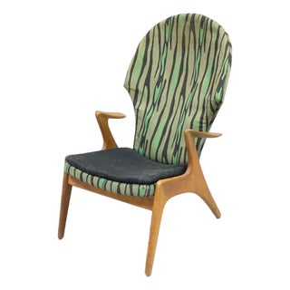 Danish Modern Highback Oak Lounge Chair Attributed to Kurt Østervig For Sale