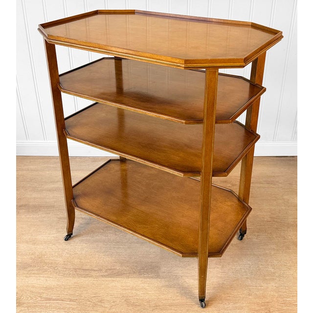 Vintage French Country Octagonal 4-Tier Serving Cart Table For Sale - Image 4 of 13