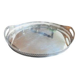 Antique European Sterling Silver Oval Gallery Tray 18”
