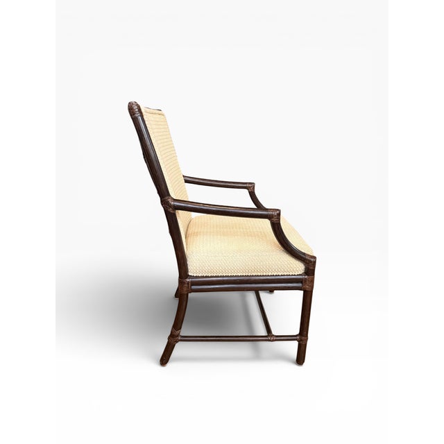 McGuire McGuire San Francisco Rattan Dining Arm Chairs With Diamond Lattice Backs – Set of 6 For Sale - Image 4 of 16