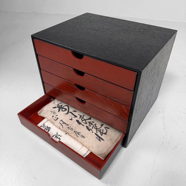 Japanese Lacquered Filing Cabinet with Five Drawers, 1980s For Sale - Image 9 of 11