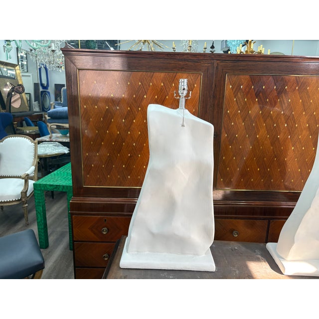 1950s Pair of French Modern Plaster Lamps For Sale - Image 11 of 12