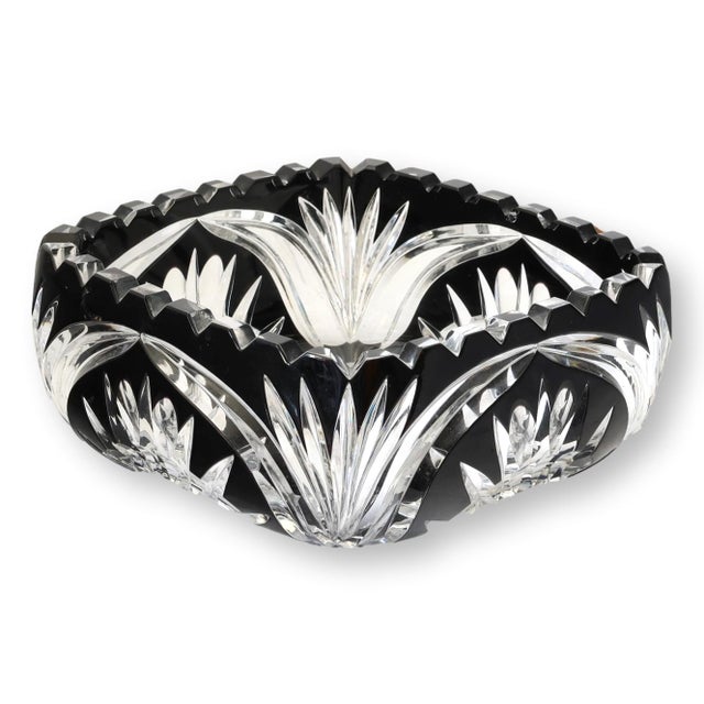 Bohemian Black Onyx "Cut to Clear" Crystal Bowl For Sale - Image 4 of 7