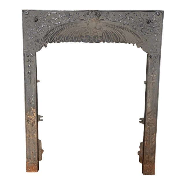 Antique Neoclassical Style Shell Fan Foliate Motif Fireplace Insert For Sale