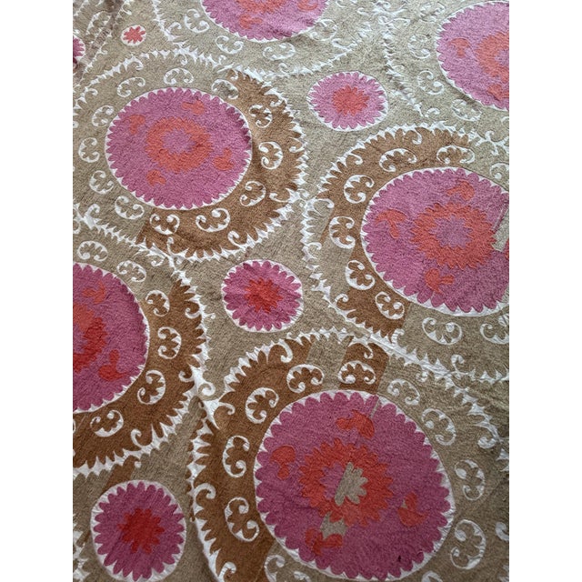 Textile 1960s Large Suzani Bedspread From Samarkand 7'10'' X 10'10'' For Sale - Image 7 of 8