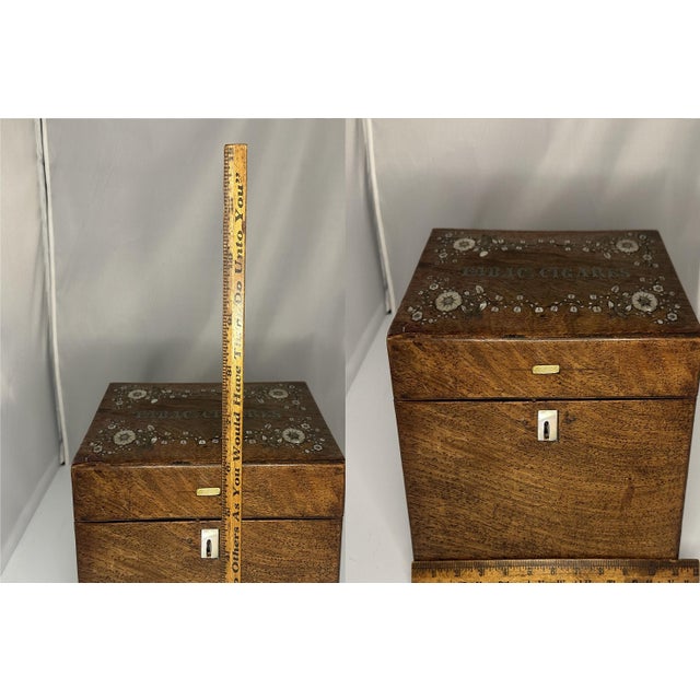 Antique Walnut Cigar Box, Mother of Pearl Inlay - Victorian Tabac & Cigares For Sale - Image 10 of 10