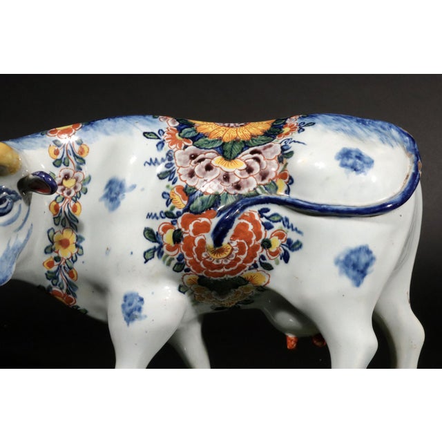 Dutch Delft Polychrome Model of a Cow For Sale - Image 10 of 12