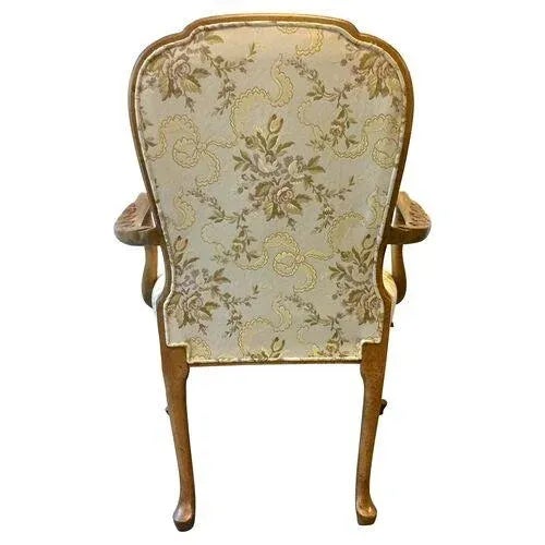 Antique Floral & Ribbon Gooseneck Armchair For Sale - Image 4 of 11