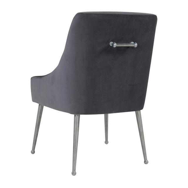 Transitional Beatrix Grey Velvet Side Chair with Silver Legs For Sale - Image 3 of 7