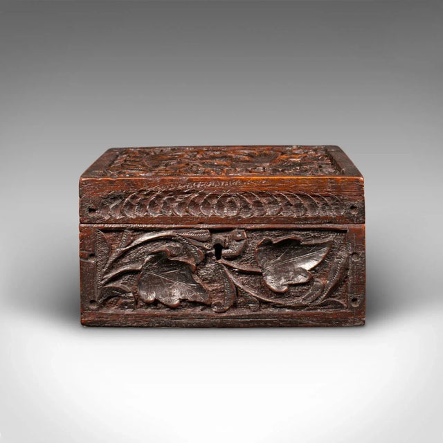 1940s Small Vintage Art Deco Indian Teak Keepsake Box For Sale - Image 6 of 10