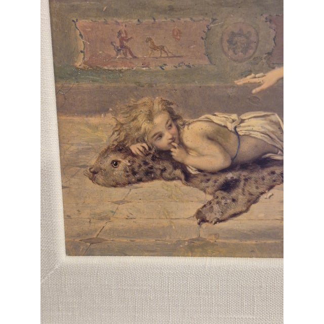 Classical Roman Antique Pre Raphaelite Style Painting on Booard With Figures For Sale - Image 3 of 7