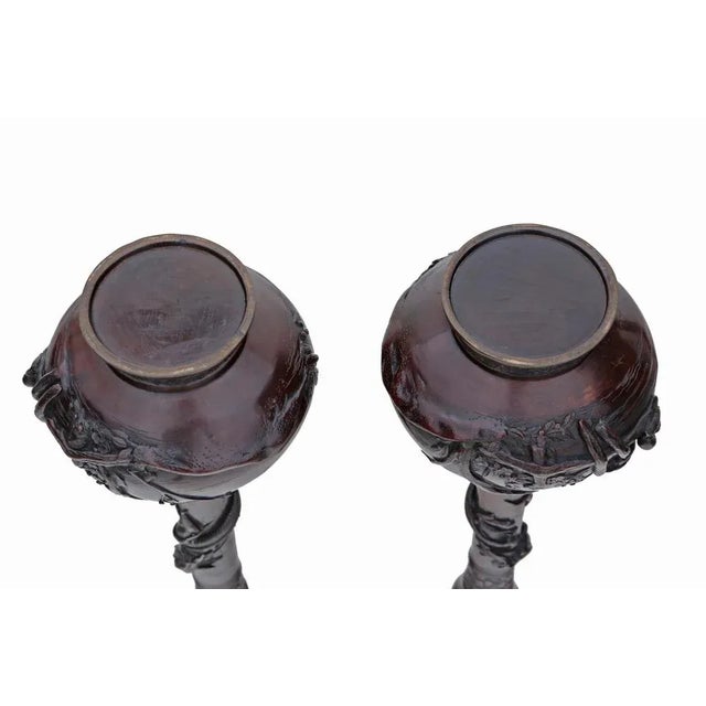 Large Japanese Bronze Vases, 19th Century, Set of 2 For Sale - Image 5 of 6