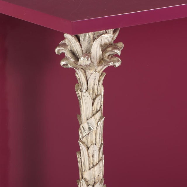 Serge Roche A French Carved and Silver Giltwood Palm Console Table in the Manner of Serge Roche, C. 1980. For Sale - Image 4 of 6