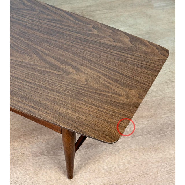 Mid-Century Walnut Surfboard Cocktail Coffee Table by Lane For Sale - Image 9 of 14
