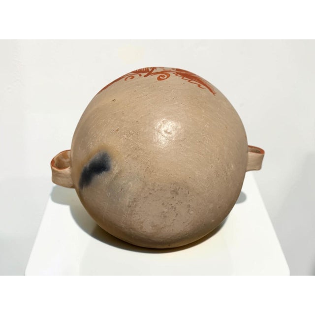 Vintage Mexican Folk Art Pottery Vase With Hand-Painted Terracotta Florals For Sale - Image 9 of 10