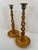 A handsome pair of tall 15" English Open Barley Twist Candlesticks with cast brass thistle top candle cups. Circa Mid 20th...
