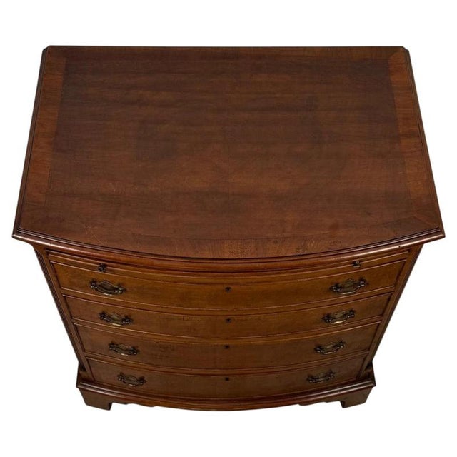 20th Century English Bow-Front Burr Walnut Chest of Drawers For Sale - Image 6 of 13