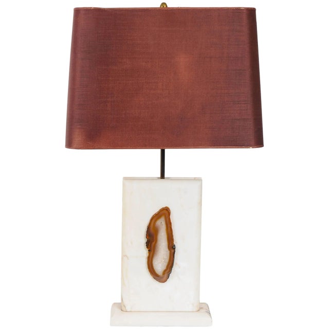 Brown Marble Table Lamp with Agate, 1970s For Sale - Image 8 of 8