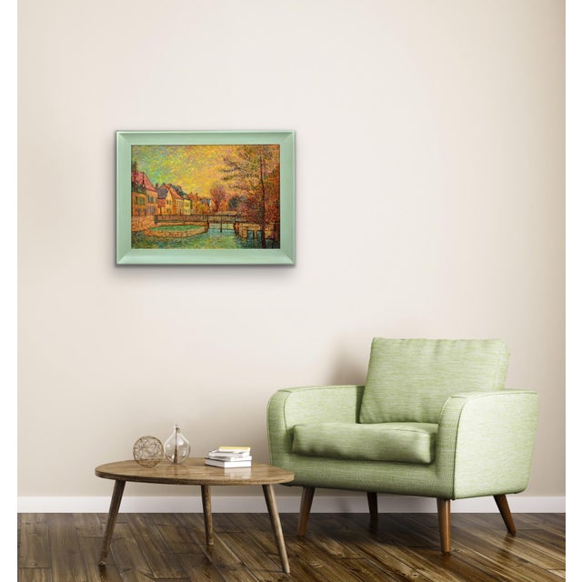 Jean Vollet, The River Eure, The Quarter of Chartres, Oil Painting, 1970s For Sale - Image 14 of 18