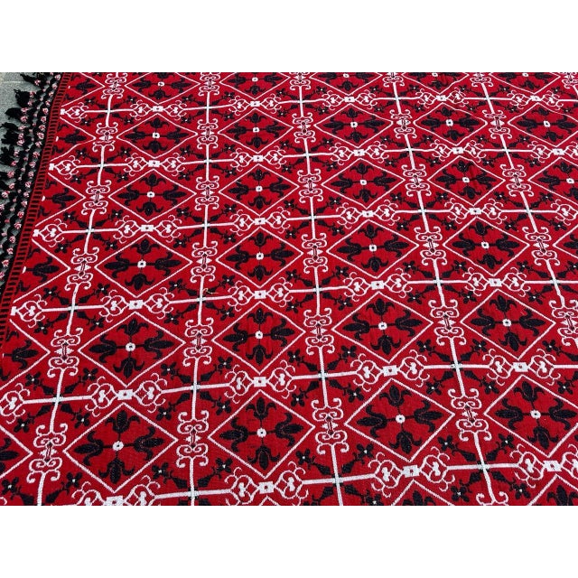 Large Square Jacquard Double Face Rug Cover, 1980s For Sale - Image 9 of 18