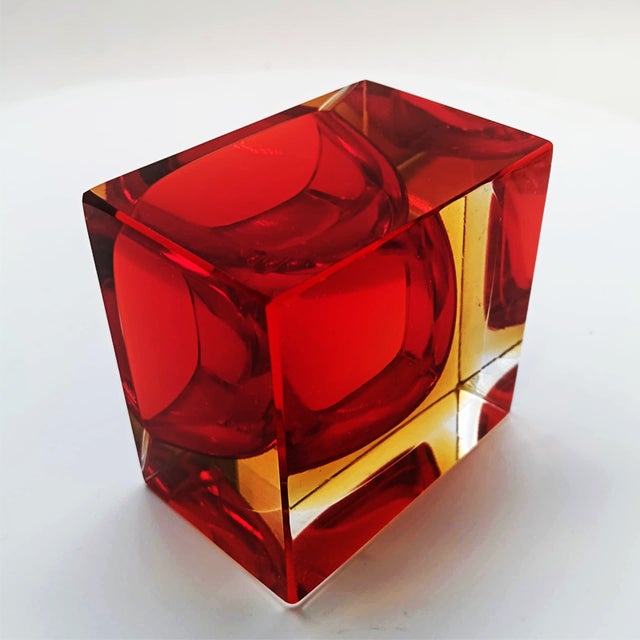 Goldenrod Vintage Square Ashtray in Murano Glass by Flavio Poli for Seguso, 1960s For Sale - Image 8 of 9