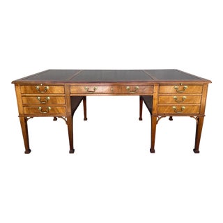 Late 20th Century Executive Leather Top Desk by Baker Furniture “Collector’s Edition” For Sale