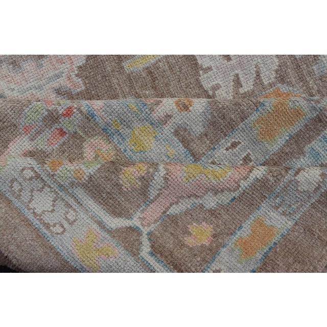 Turkish Oushak Rug With All-Over Floral Design on a Light Brown Field 13'4"x17'6" For Sale - Image 16 of 17