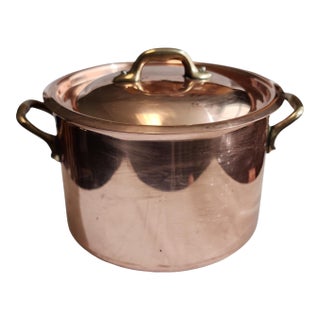 Vintage Mauviel Williams Sonoma Eight Inch Lidded Copper Stew Pot For Sale
