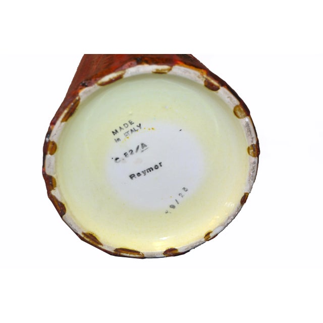 Mid-Century Modern Tall Raymor Yellow Red Ceramic Vase Italy For Sale - Image 10 of 12