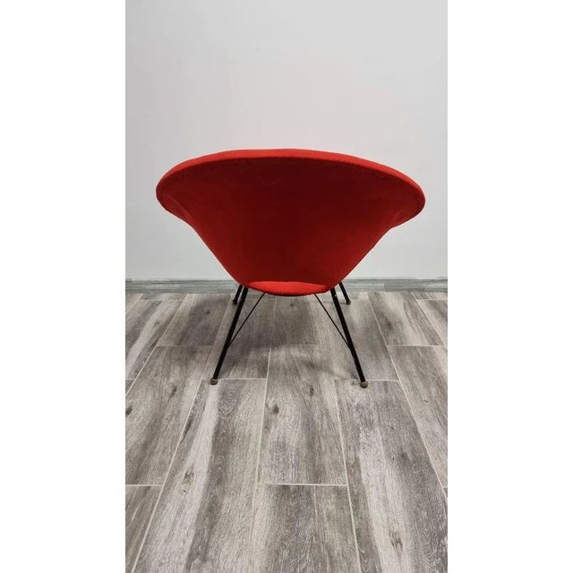 Mid-Century Modern Mid-Century Red Fabric Armchair, 1960s For Sale - Image 3 of 7