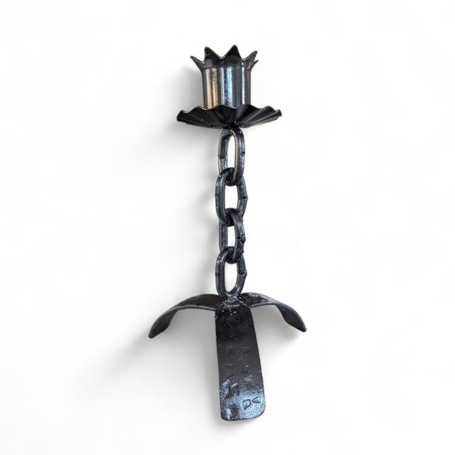 Mid-Century Modern Vintage Brutalist Chain Link Candle Holder For Sale - Image 3 of 7