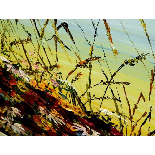 Maya Eventov Blanket of Beauty Oil Flower Canvas With Beautiful Custom Frame Me012209-17 For Sale - Image 9 of 13