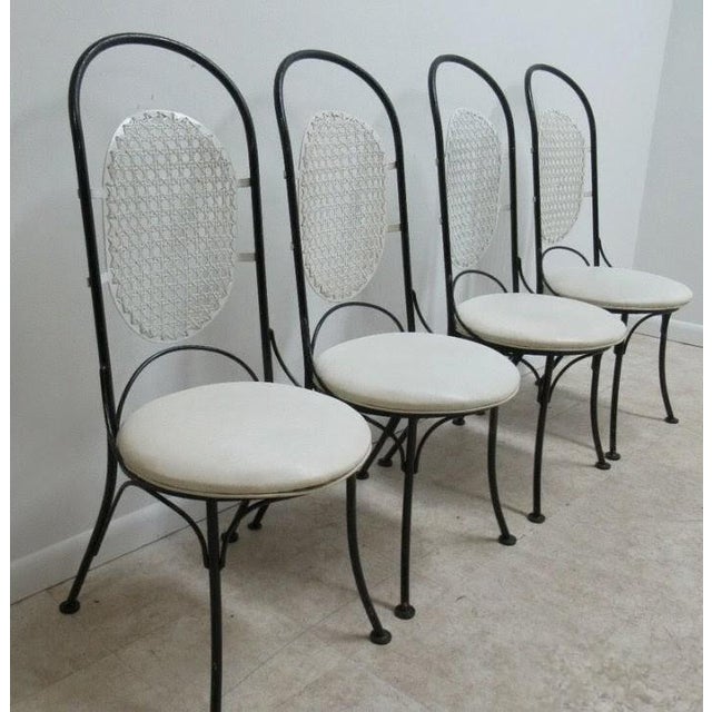 1960s 4 French Regency Cane Back Wrought Iron Dining Room Side Chairs Coleman Kalick For Sale - Image 5 of 12
