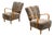 Swedish Modern, Lounge Chairs, Elm, Gray Shearling, Sweden, 1940s For Sale