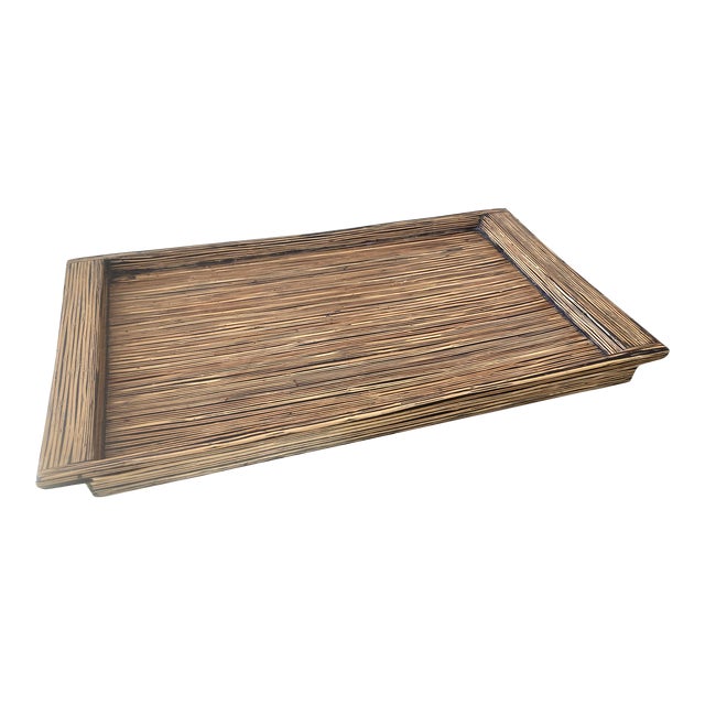 Zebra Wood Vintage Marquetry Tray For Sale