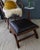 Leather and Rosewood X Frame Ottoman or Footstool With Brass Nailhead Trim For Sale - Image 4 of 13