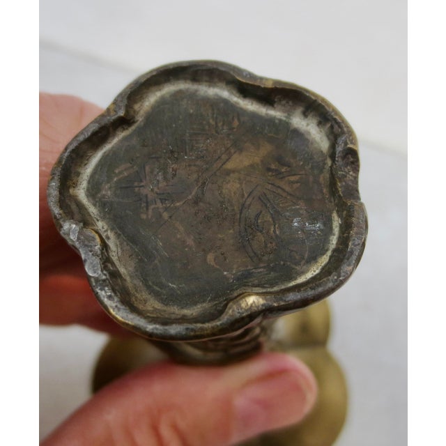 Antique Edo Japanese Bronze Vase Circa Early 1800s For Sale - Image 9 of 10