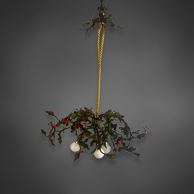 Holly-Shaped Ceiling Lamp in Brass, France, 1920 For Sale - Image 9 of 9