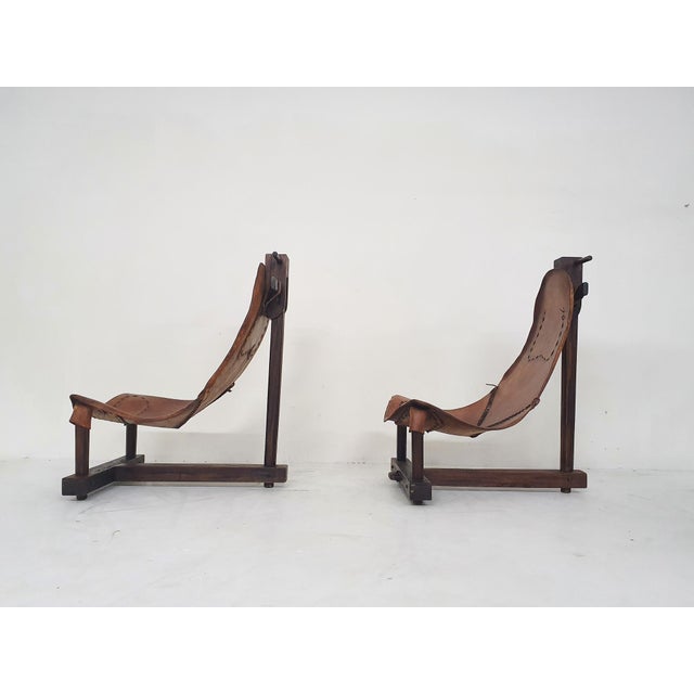Vintage Saddle Leather Lounge Chairs, Brazil, 1960s, Set of 2 For Sale - Image 6 of 18