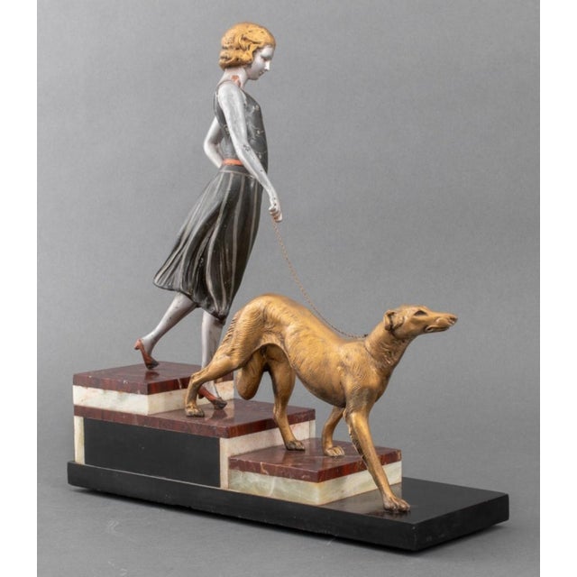 Art Deco Style Sculpture Woman & Greyhound Chairish