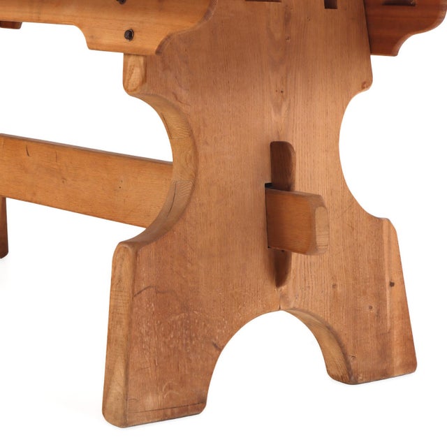 French Oak and Stone Dining Table, C. 1960. For Sale In Philadelphia - Image 6 of 7
