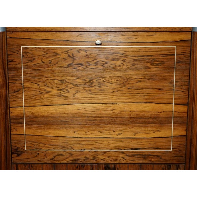 Brown Vintage Hardwood Marble Topped Chrome Drop Front Secretaire with Drawers For Sale - Image 8 of 18