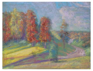 Eduards Metuzals, Autumn Road, Pastel on Paper