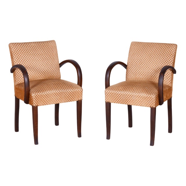 Vintage Art Deco Walnut Chairs by Jules Leleu, 1930s, Set of 2 For Sale